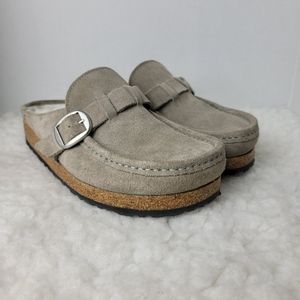 Birkenstock Buckley Womens Size 7.5 Shearling Clog Gray Suede Leather Shoes